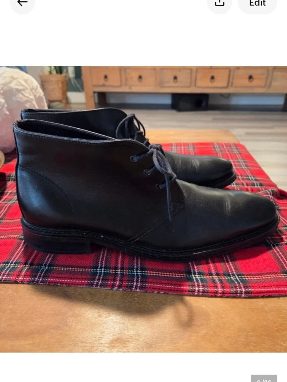 ALFANI MEN'S LOMBARD BLACK LEATHER CHUKKA BOOTS SIZE 9.5